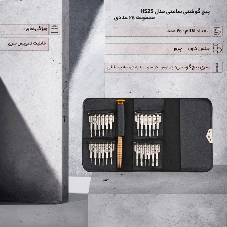 پیچ گوشتی ساعتی مدل HS25 مجموعه 25 عددی